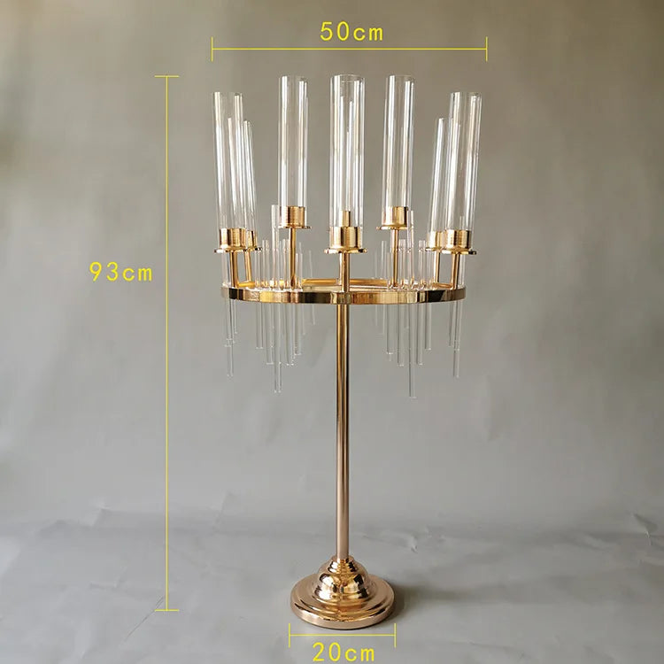 9-Head Metal Candlestick for Party & Wedding Decorations