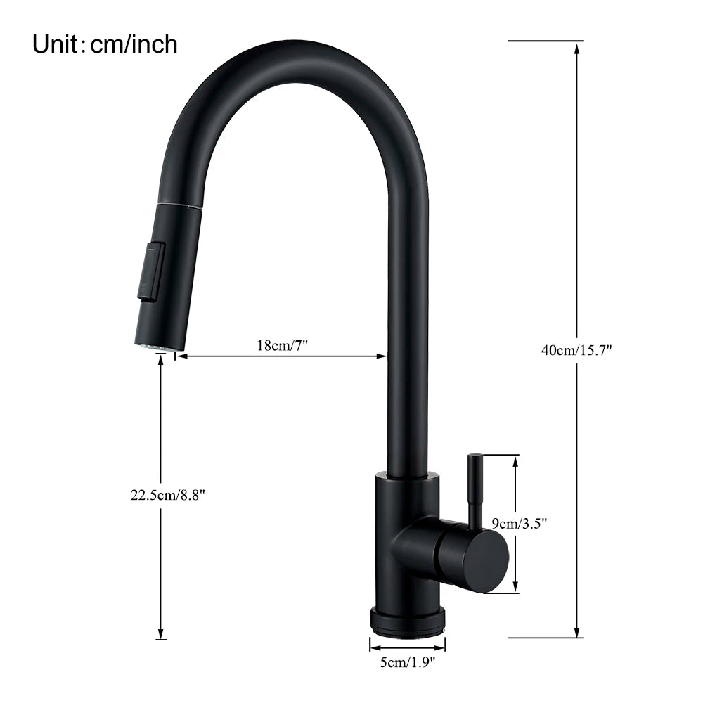 Black Pull-Out Kitchen Faucet with Dual Function