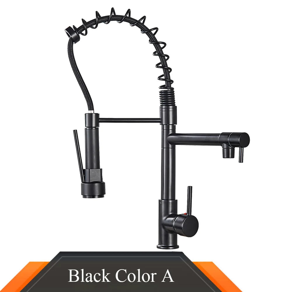 Deck-Mounted Rozin Black Kitchen Faucet – Hot & Cold Mixer