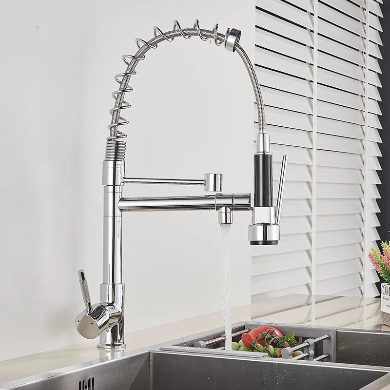 Deck-Mounted Rozin Black Kitchen Faucet – Hot & Cold Mixer