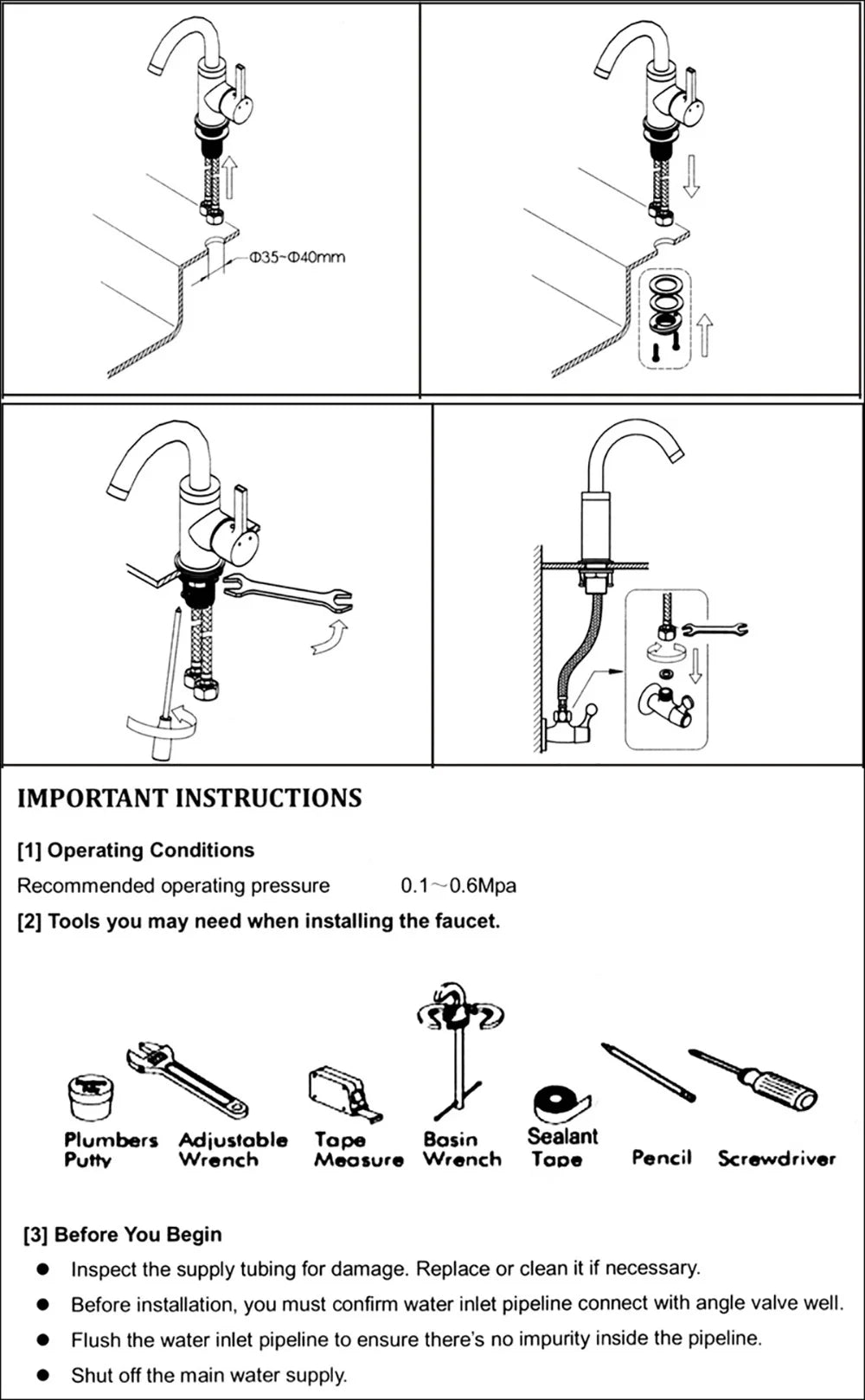 Deck-Mounted Rozin Black Kitchen Faucet – Hot & Cold Mixer