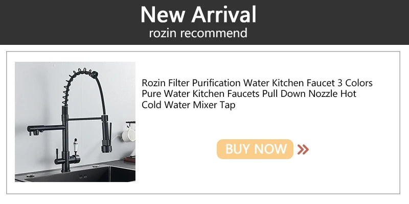 Deck-Mounted Rozin Black Kitchen Faucet – Hot & Cold Mixer