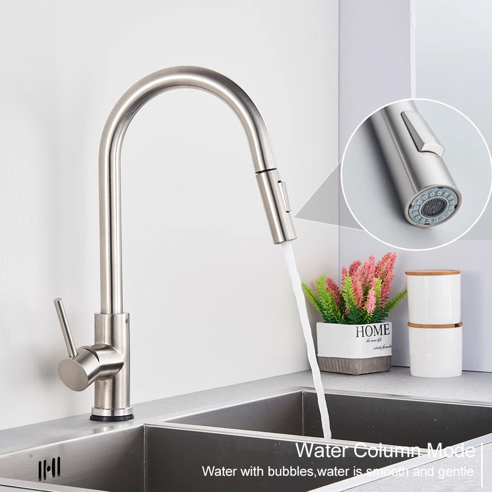 Black Pull-Out Kitchen Faucet with Dual Function