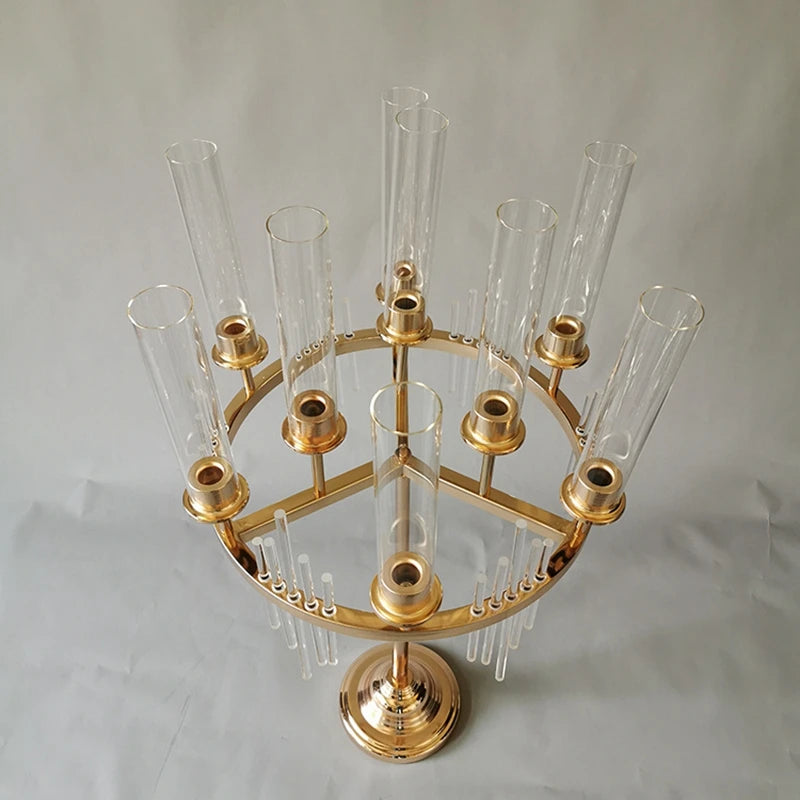 9-Head Metal Candlestick for Party & Wedding Decorations