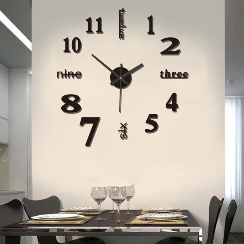 Creative Frameless DIY Wall Clock – Silent Clock for Living Room/Office