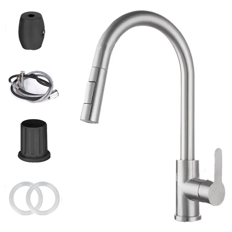 Brushed Nickel Kitchen Faucet Single Hole Pull Out Spout Kitchen Sink Mixer Tap Stream Sprayer Head Chrome/Black Mixer Tap