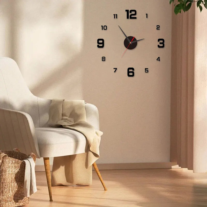 3D Frameless DIY Wall Clock – Mute Digital Wall Sticker for Home