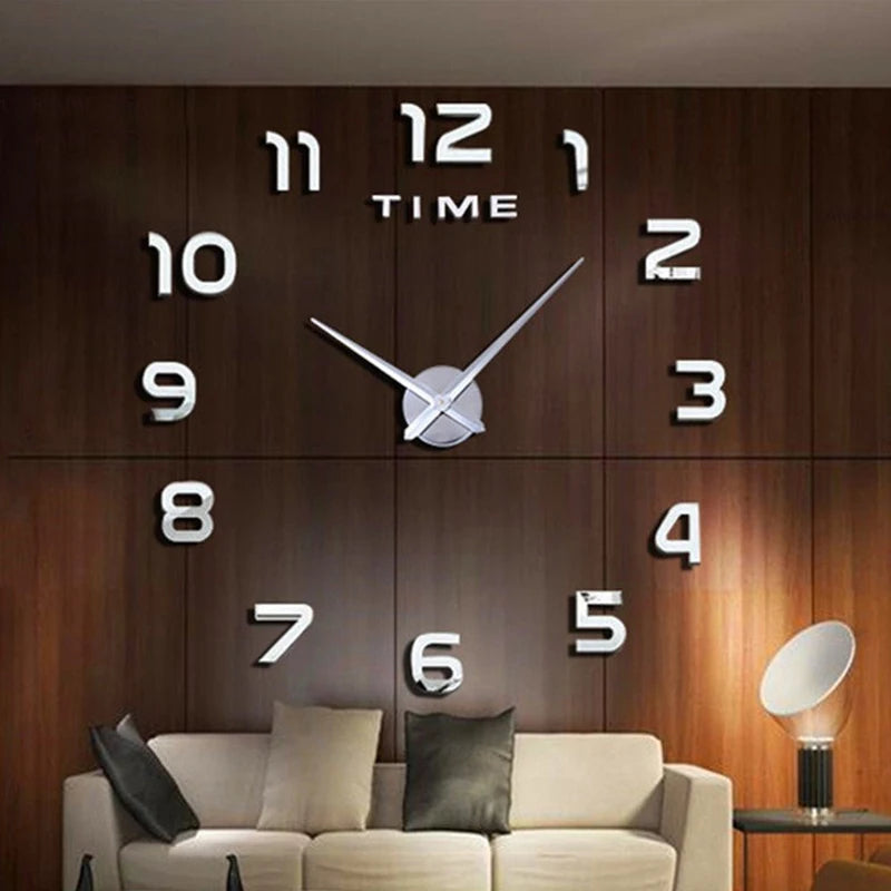 Fashion Modern 3D Wall Clock – DIY Acrylic Mirror Stickers