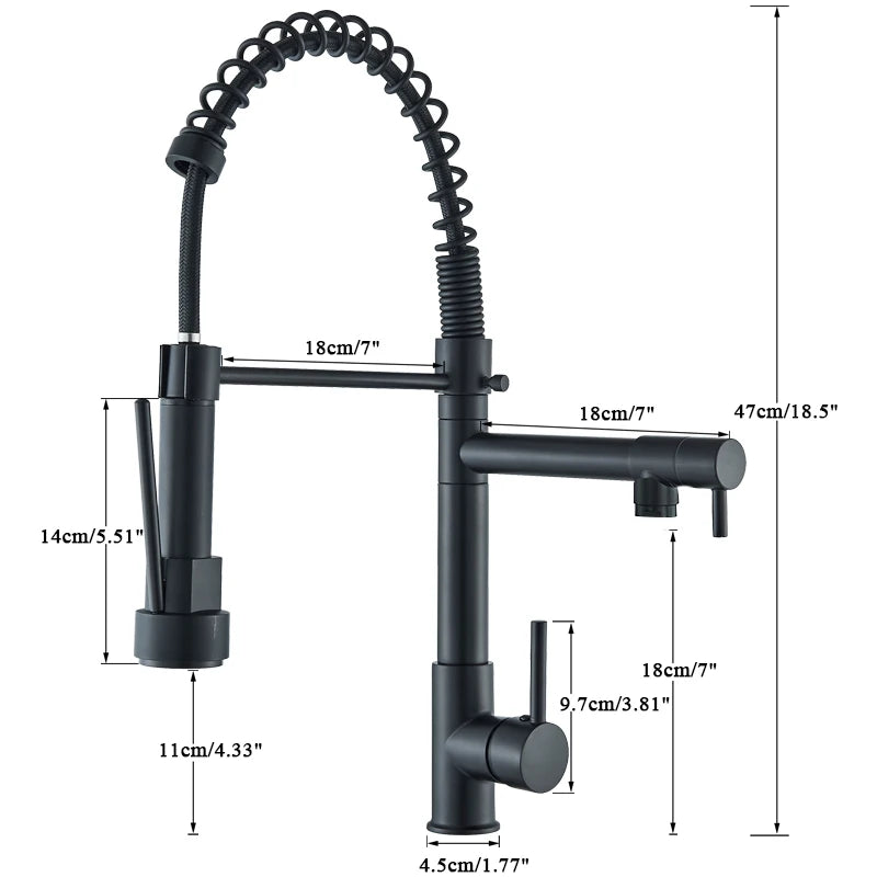 Deck-Mounted Rozin Black Kitchen Faucet – Hot & Cold Mixer