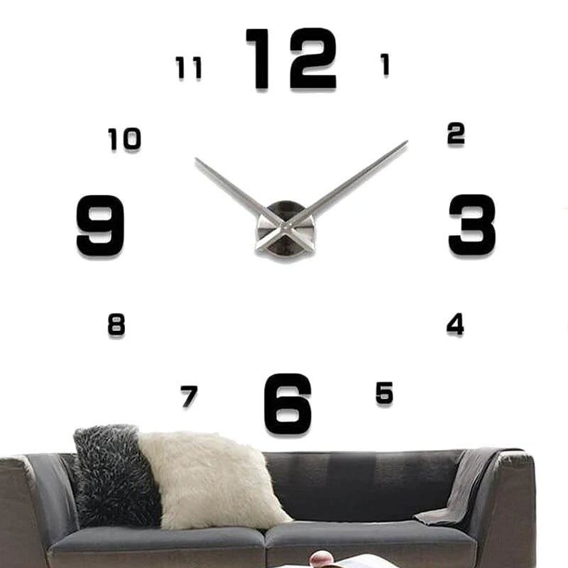 Large Digital Quartz Wall Clock – 3D Acrylic Mirror Sticker for Living Room