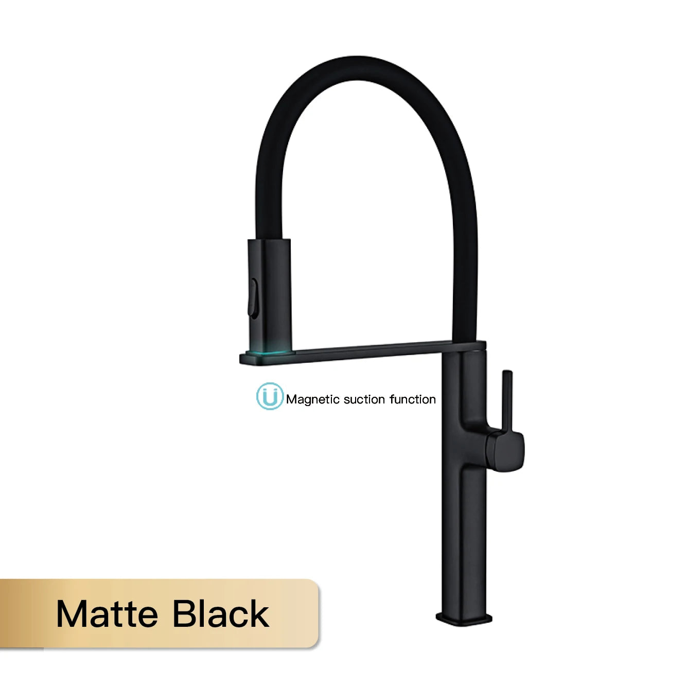 High-End Black Brass Kitchen Faucet with Magnetic Sprayer