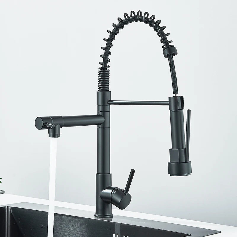 Deck-Mounted Rozin Black Kitchen Faucet – Hot & Cold Mixer