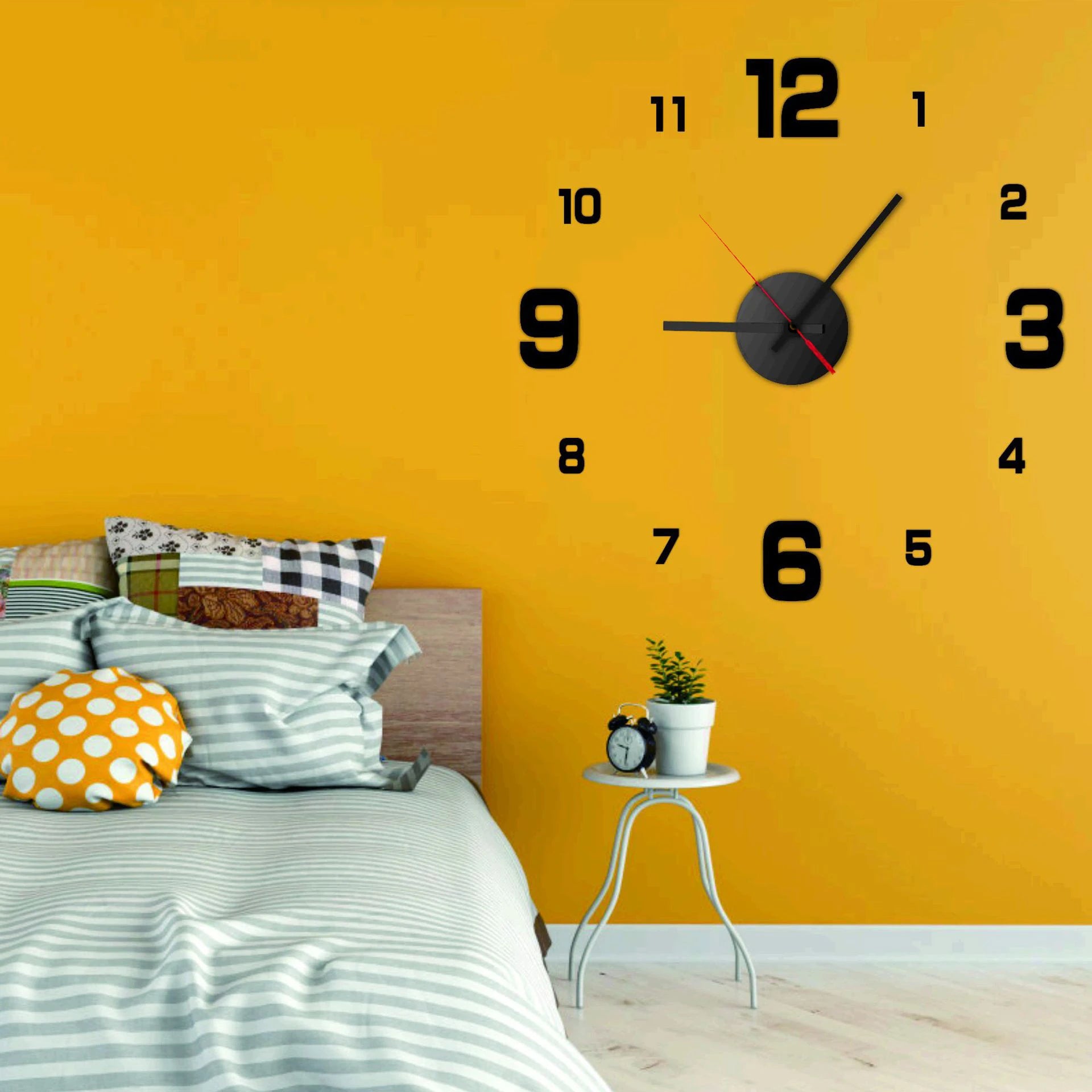 3D Frameless DIY Wall Clock – Mute Digital Wall Sticker for Home