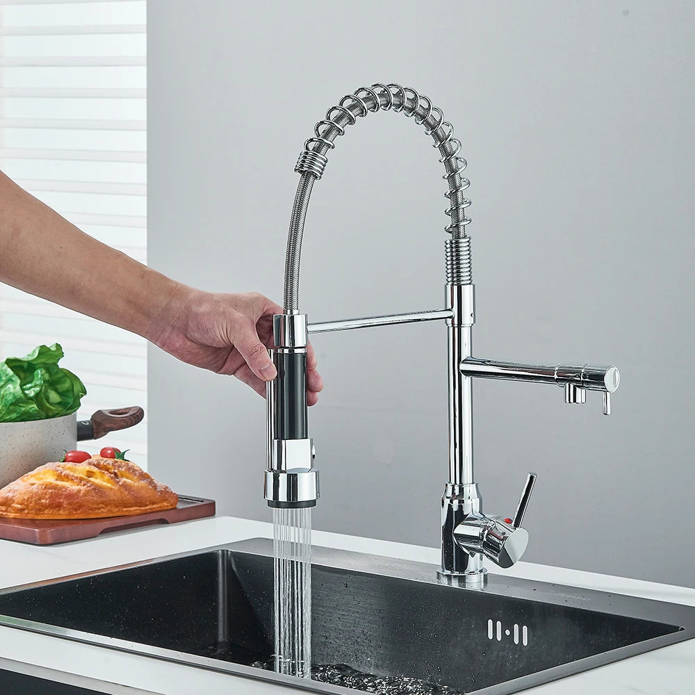 360° Rotating Chrome Kitchen Mixer Tap with 2 Spray Modes