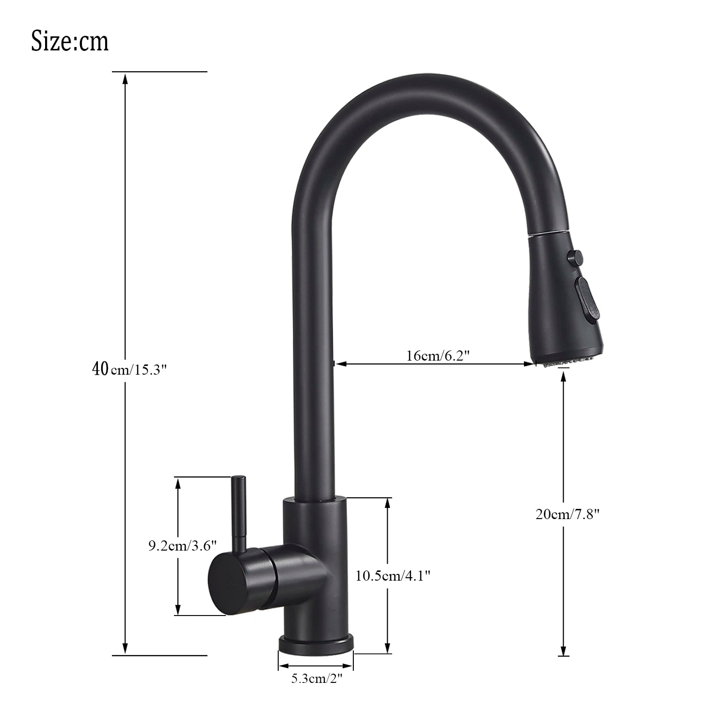 Black Pull-Out Kitchen Sink Faucet with Stream Sprayer