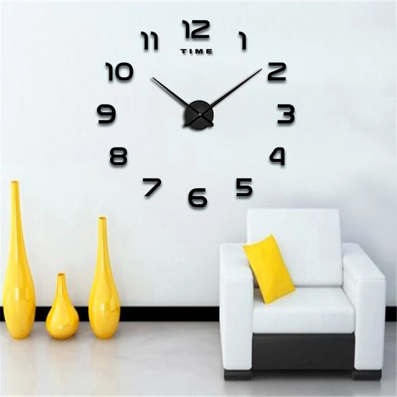 Fashion Modern 3D Wall Clock – DIY Acrylic Mirror Stickers