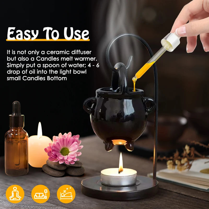 Ceramic Essential Oil Burner – Melt & Diffuse with Tealight Holder