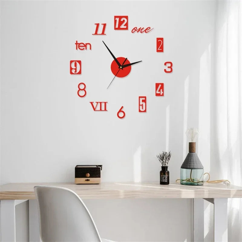 Creative Frameless DIY Wall Clock – Silent Clock for Living Room/Office