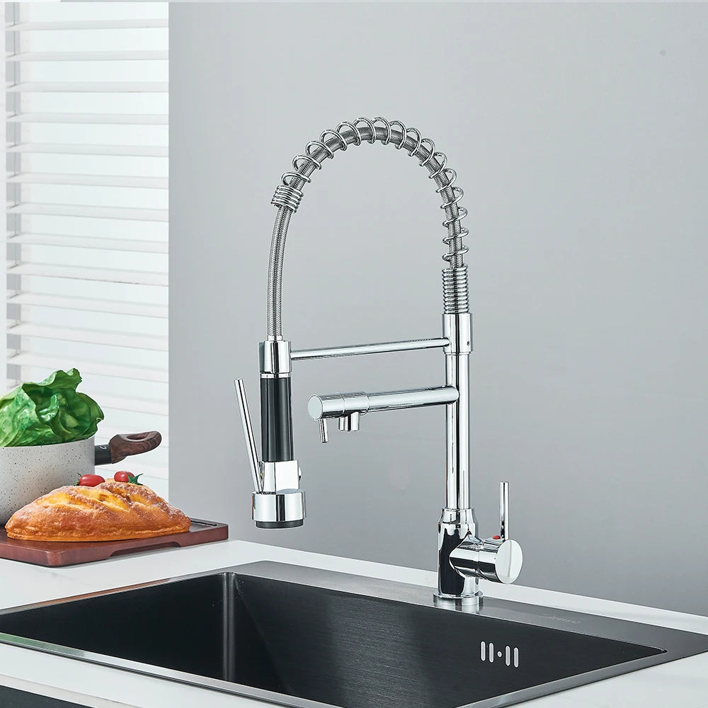 360° Rotating Chrome Kitchen Mixer Tap with 2 Spray Modes