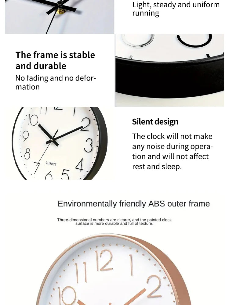 8-Inch Mute Digital Wall Clock – Simple Quartz Clock for Home