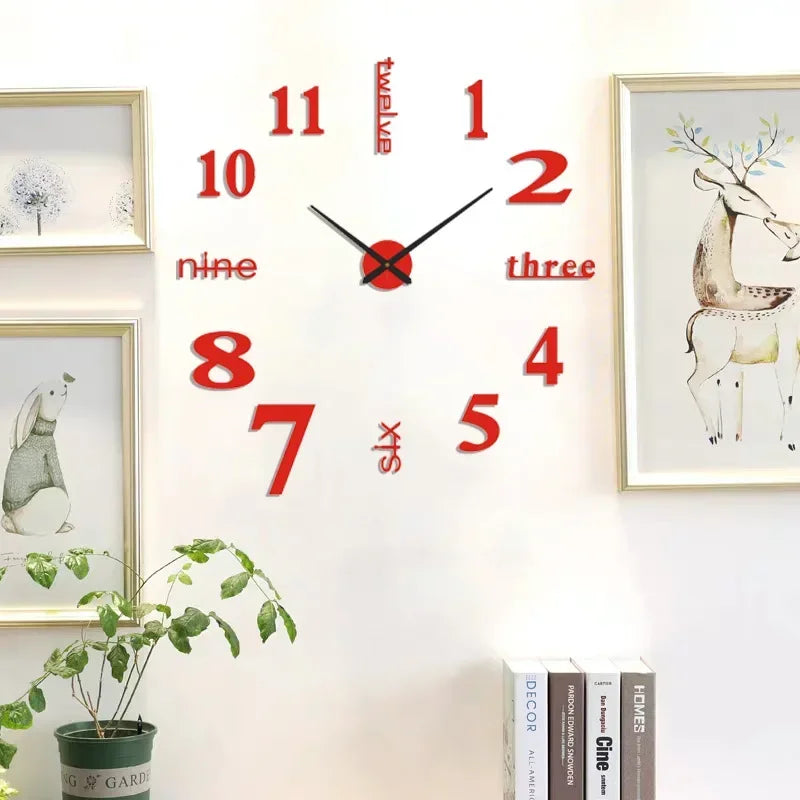 Creative Frameless DIY Wall Clock – Silent Clock for Living Room/Office