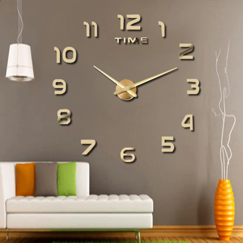 Fashion Modern 3D Wall Clock – DIY Acrylic Mirror Stickers