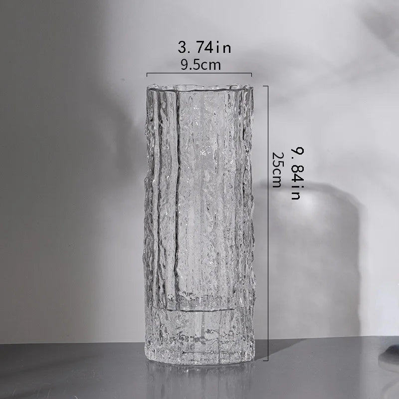 25cm Glass Glacier Vase – Transparent Flower Arrangement for Table Decor