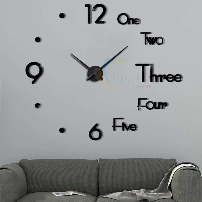 Fashion Modern 3D Wall Clock – DIY Acrylic Mirror Stickers