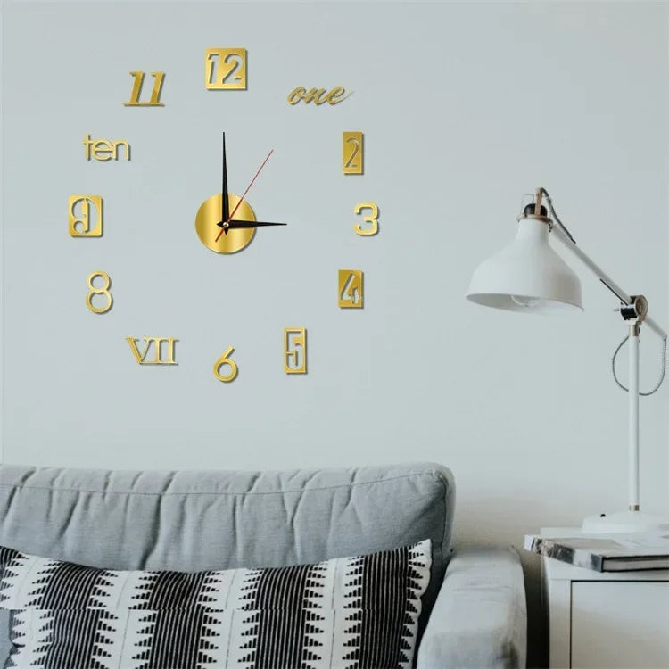 Creative Frameless DIY Wall Clock – Silent Clock for Living Room/Office