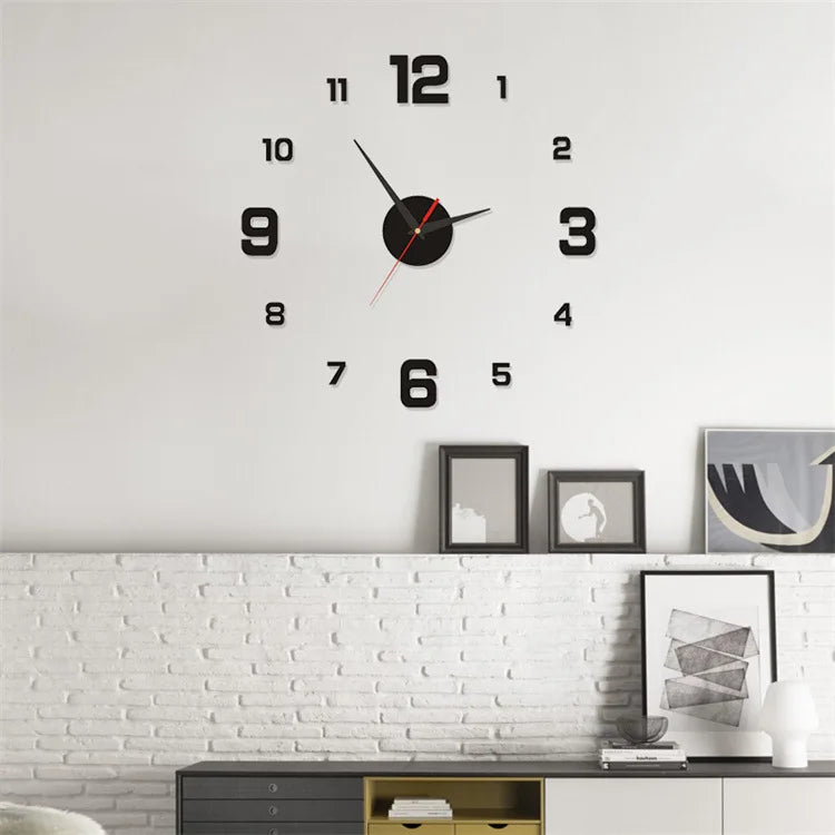 3D Frameless DIY Wall Clock – Mute Digital Wall Sticker for Home