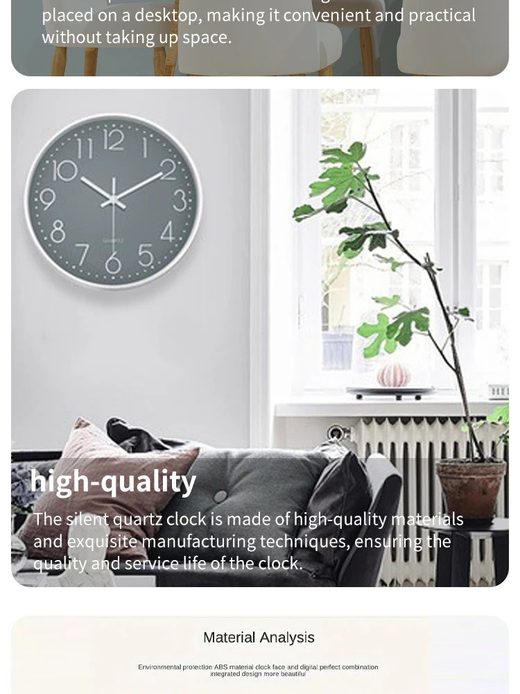 8-Inch Mute Digital Wall Clock – Simple Quartz Clock for Home