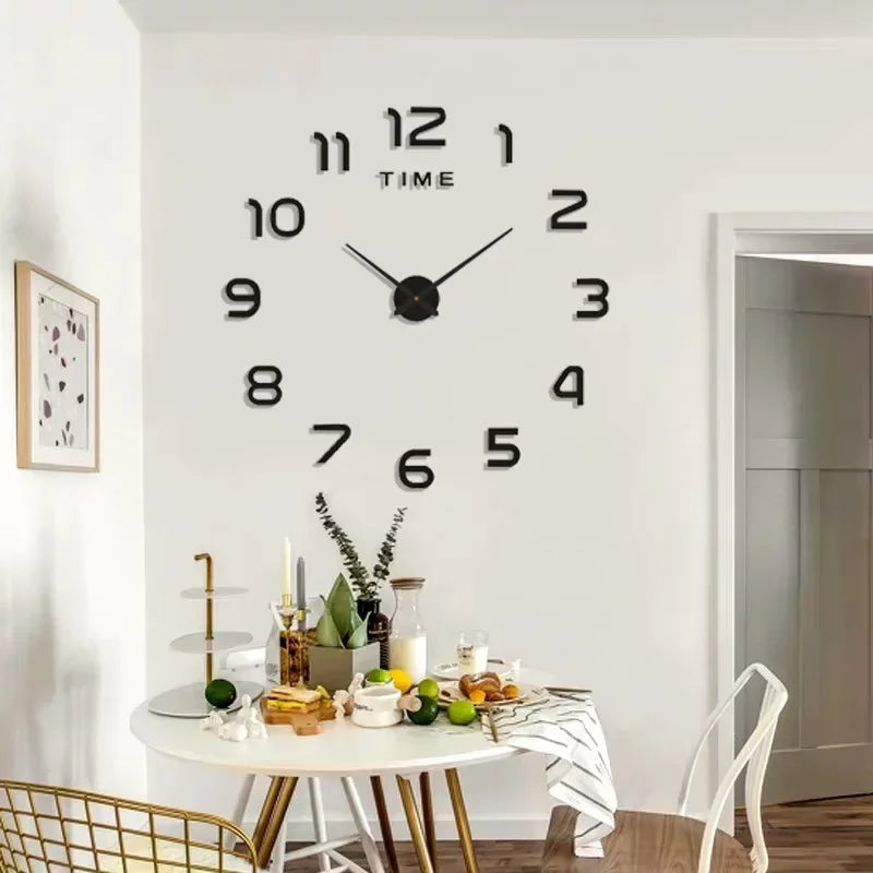 Creative Frameless DIY Wall Clock – Silent Clock for Living Room/Office