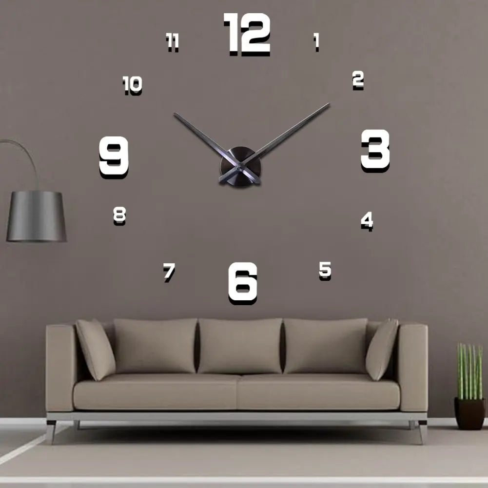 Large Digital Quartz Wall Clock – 3D Acrylic Mirror Sticker for Living Room