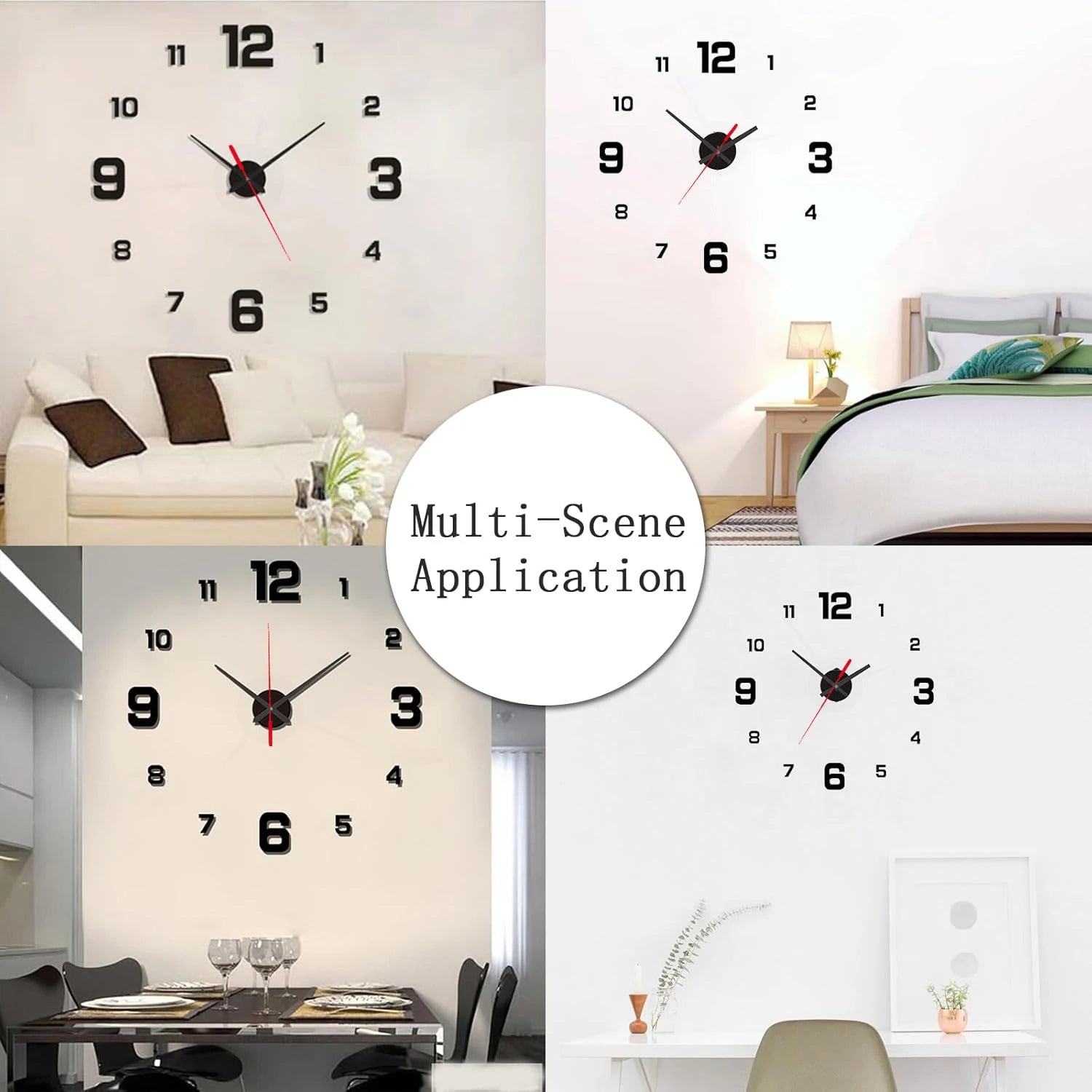 3D Frameless DIY Wall Clock – Mute Digital Wall Sticker for Home