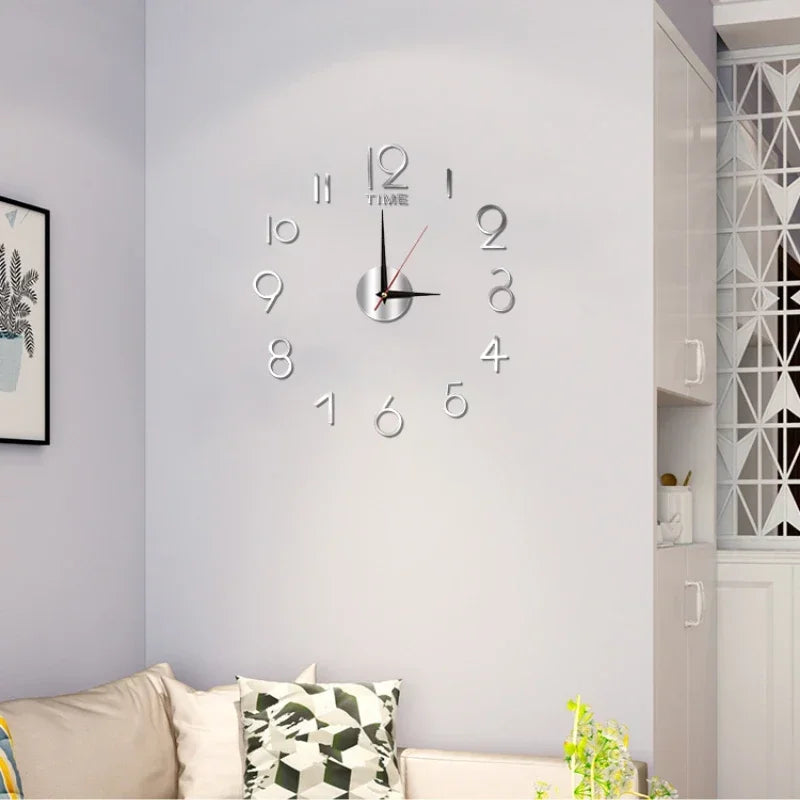 Creative Frameless DIY Wall Clock – Silent Clock for Living Room/Office