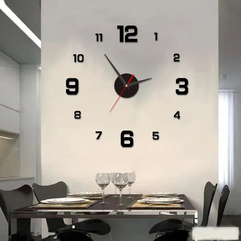 3D Frameless DIY Wall Clock – Mute Digital Wall Sticker for Home