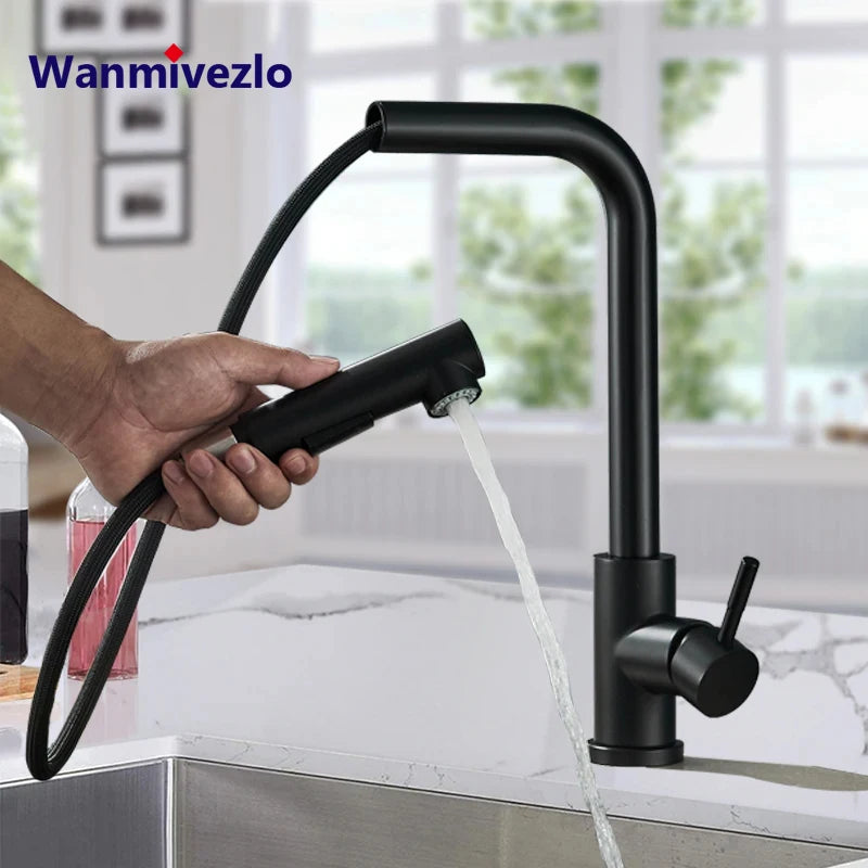 Black 360° Rotating Kitchen Faucet with Mixer Tap