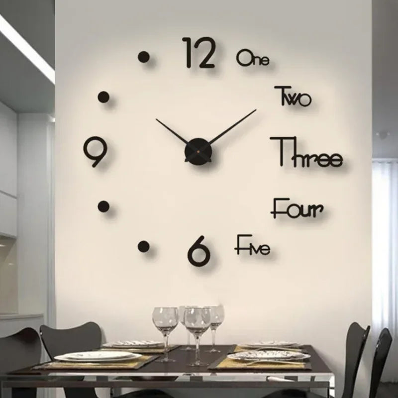 Creative Frameless DIY Wall Clock – Silent Clock for Living Room/Office