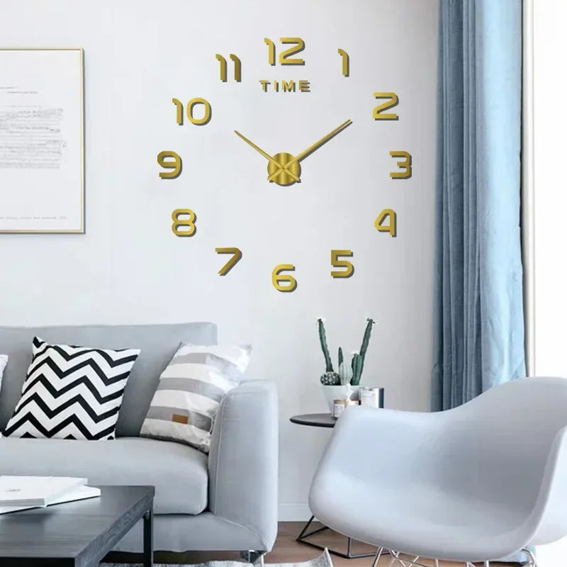 Creative Frameless DIY Wall Clock – Silent Clock for Living Room/Office