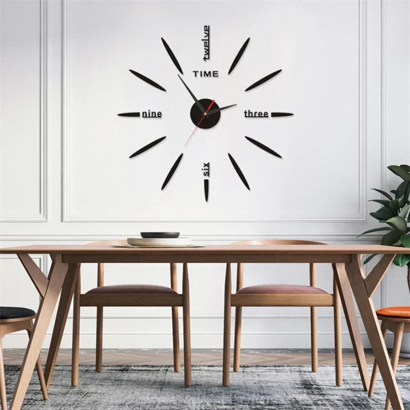 Creative Frameless DIY Wall Clock – Silent Clock for Living Room/Office