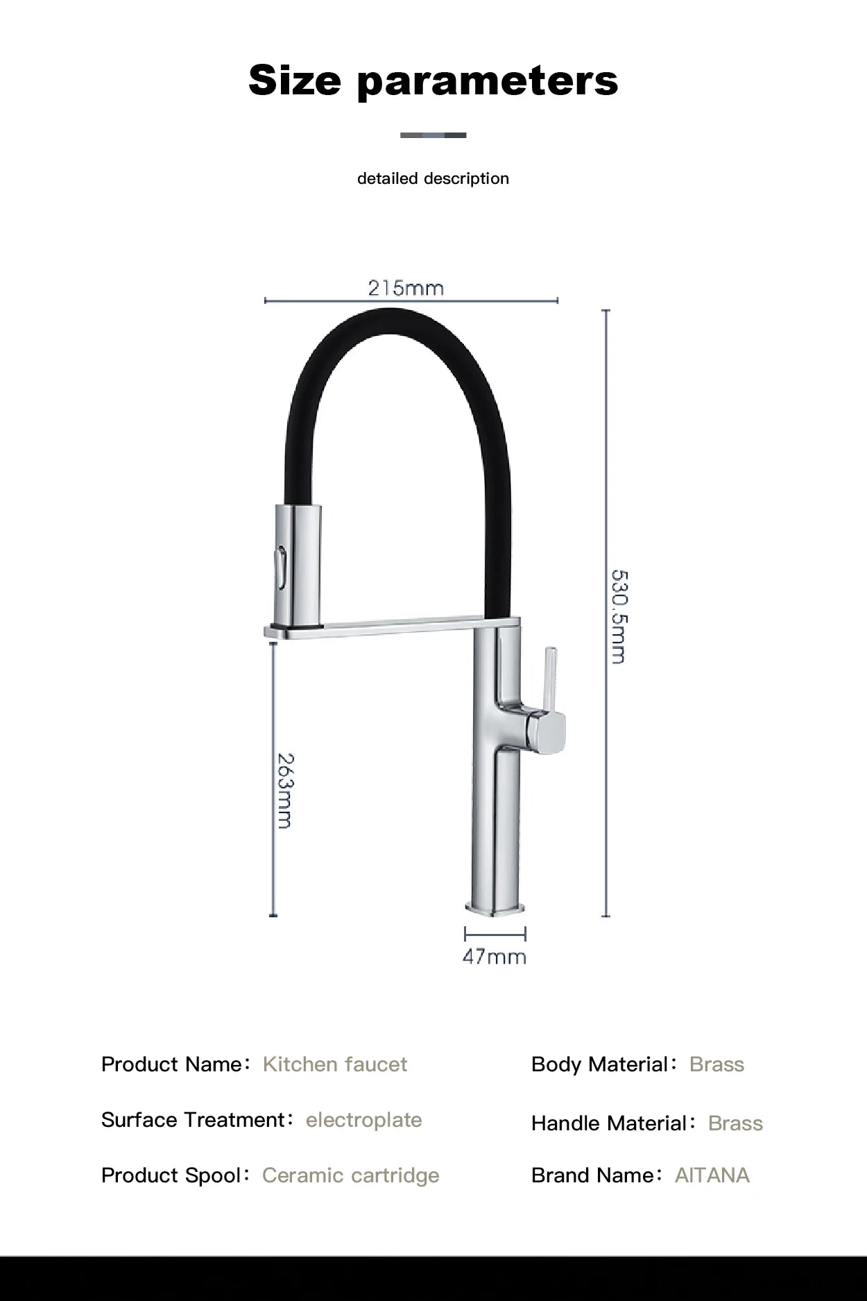 High-End Black Brass Kitchen Faucet with Magnetic Sprayer