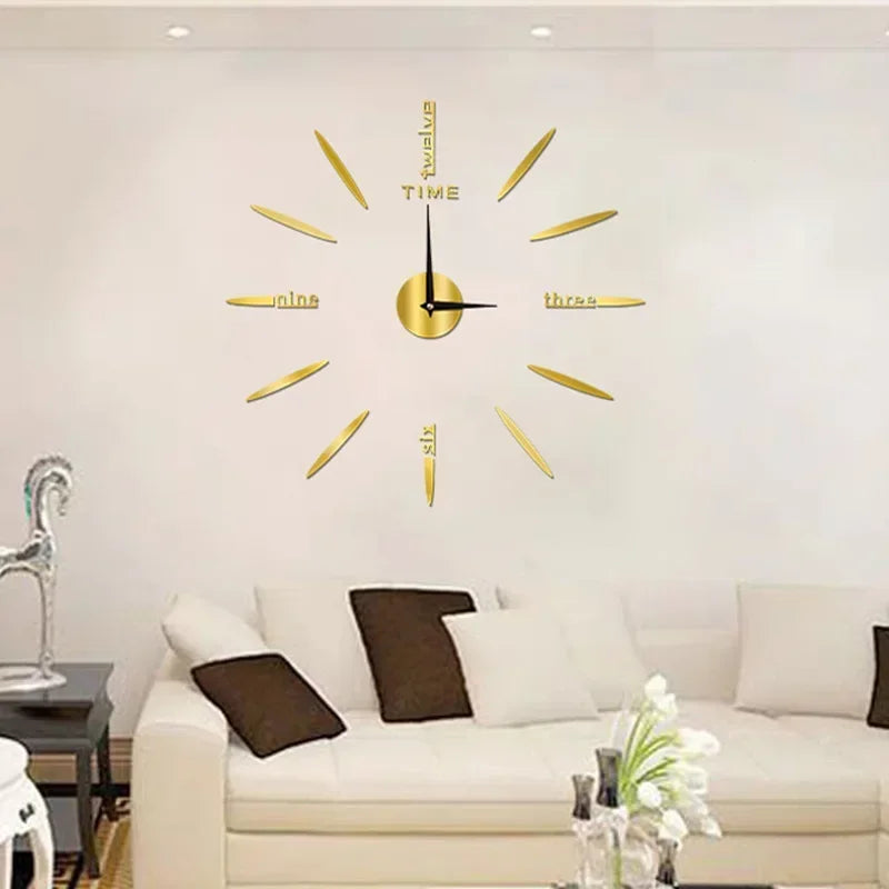 Creative Frameless DIY Wall Clock – Silent Clock for Living Room/Office