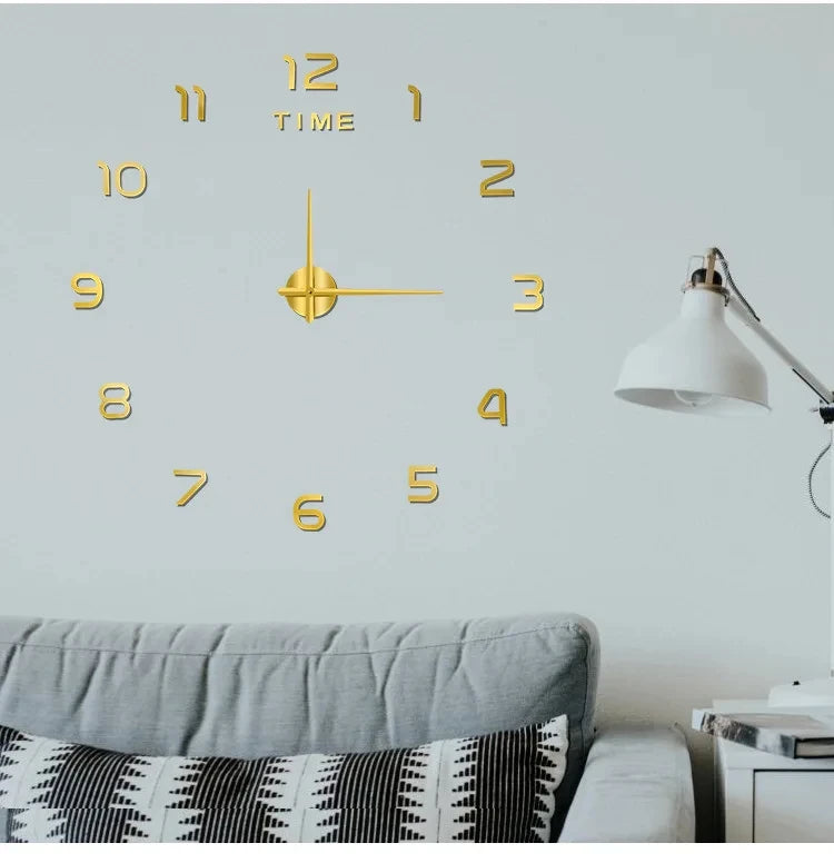 Fashion Modern 3D Wall Clock – DIY Acrylic Mirror Stickers