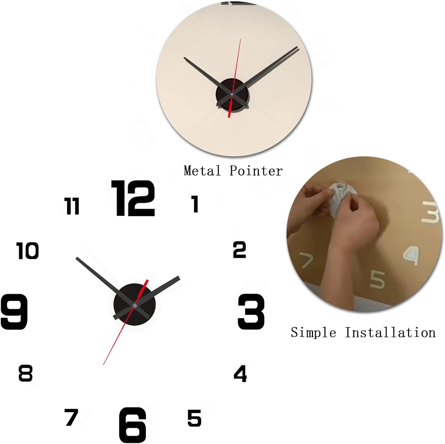 3D Frameless DIY Wall Clock – Mute Digital Wall Sticker for Home