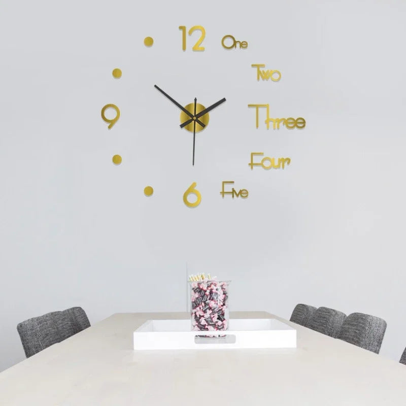 Creative Frameless DIY Wall Clock – Silent Clock for Living Room/Office