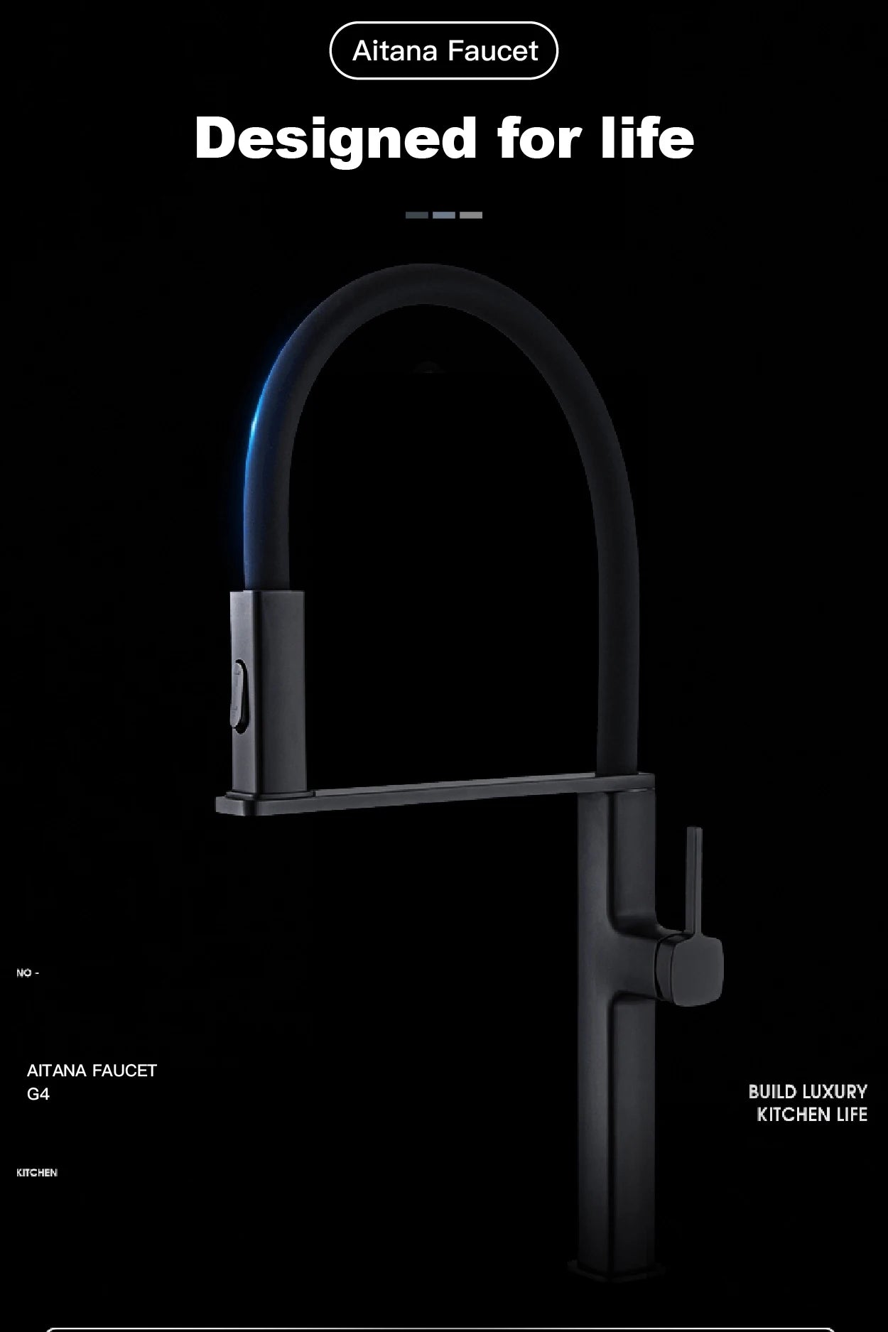 High-End Black Brass Kitchen Faucet with Magnetic Sprayer