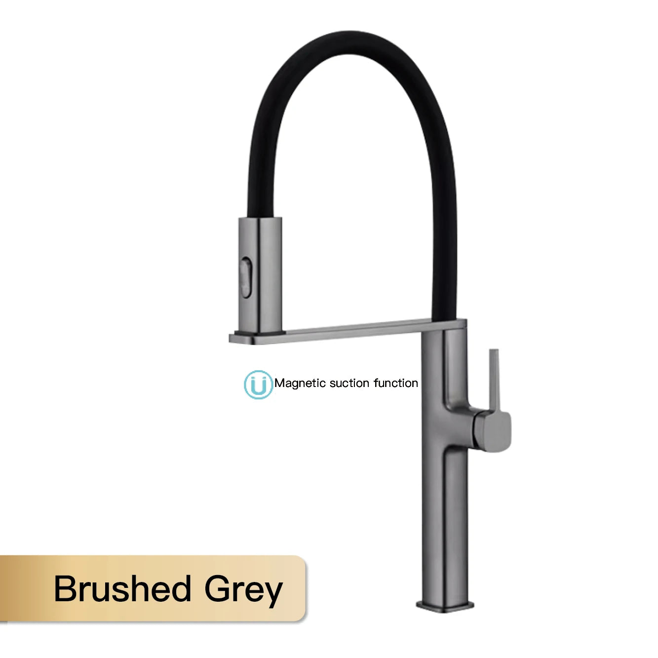 High-End Black Brass Kitchen Faucet with Magnetic Sprayer