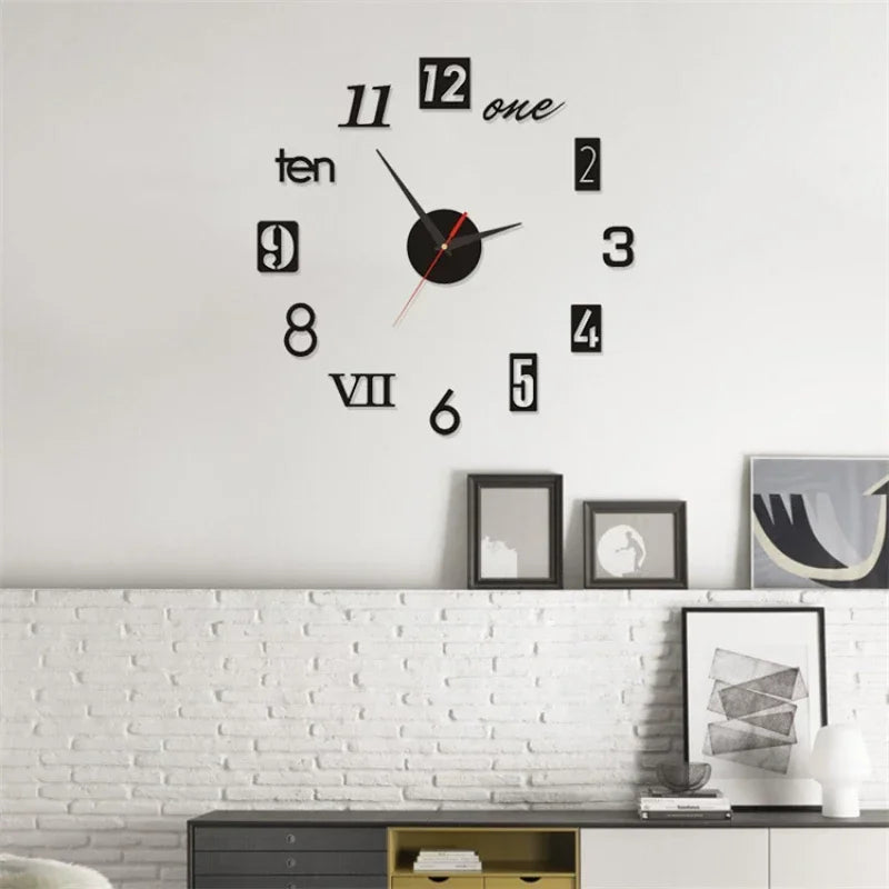 Creative Frameless DIY Wall Clock – Silent Clock for Living Room/Office