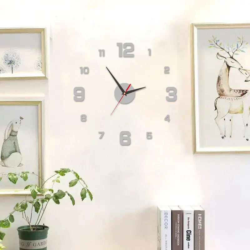 3D Frameless DIY Wall Clock – Mute Digital Wall Sticker for Home