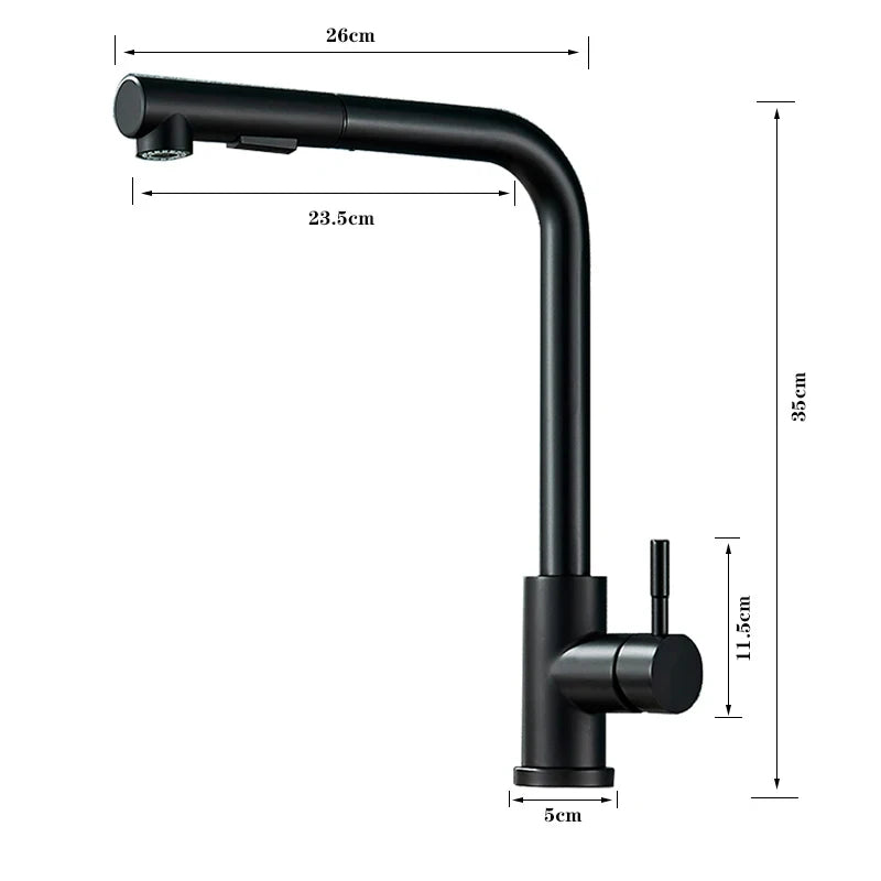 Black 360° Rotating Kitchen Faucet with Mixer Tap